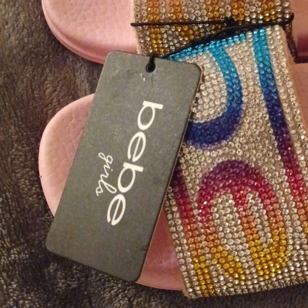NWT BEBE SLIDES FOR GIRLS SPARKLES SIZE 13/1